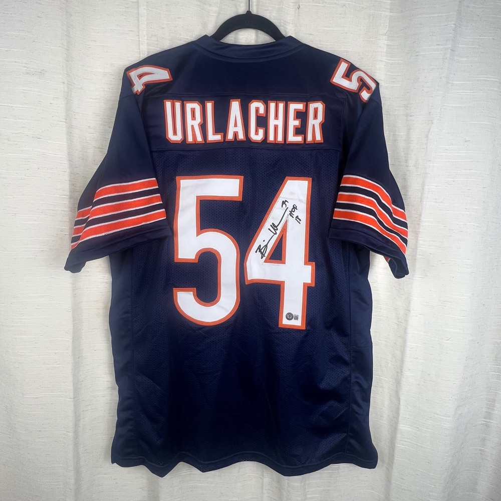 Brian Urlacher Chicago Bears #54 Autographed HOF 2018 Jersey. 
Navy. Men XL